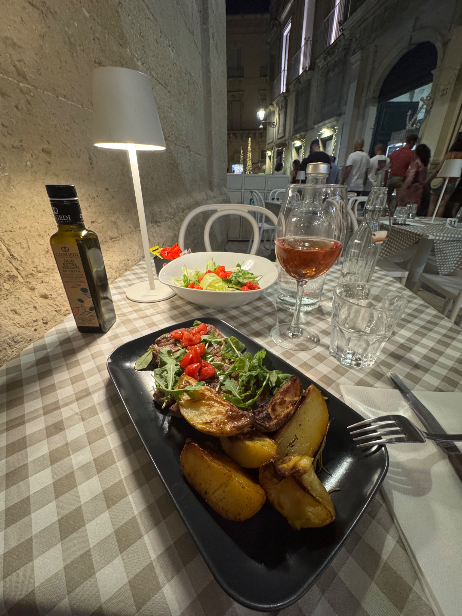 Dinner on a street in Italy