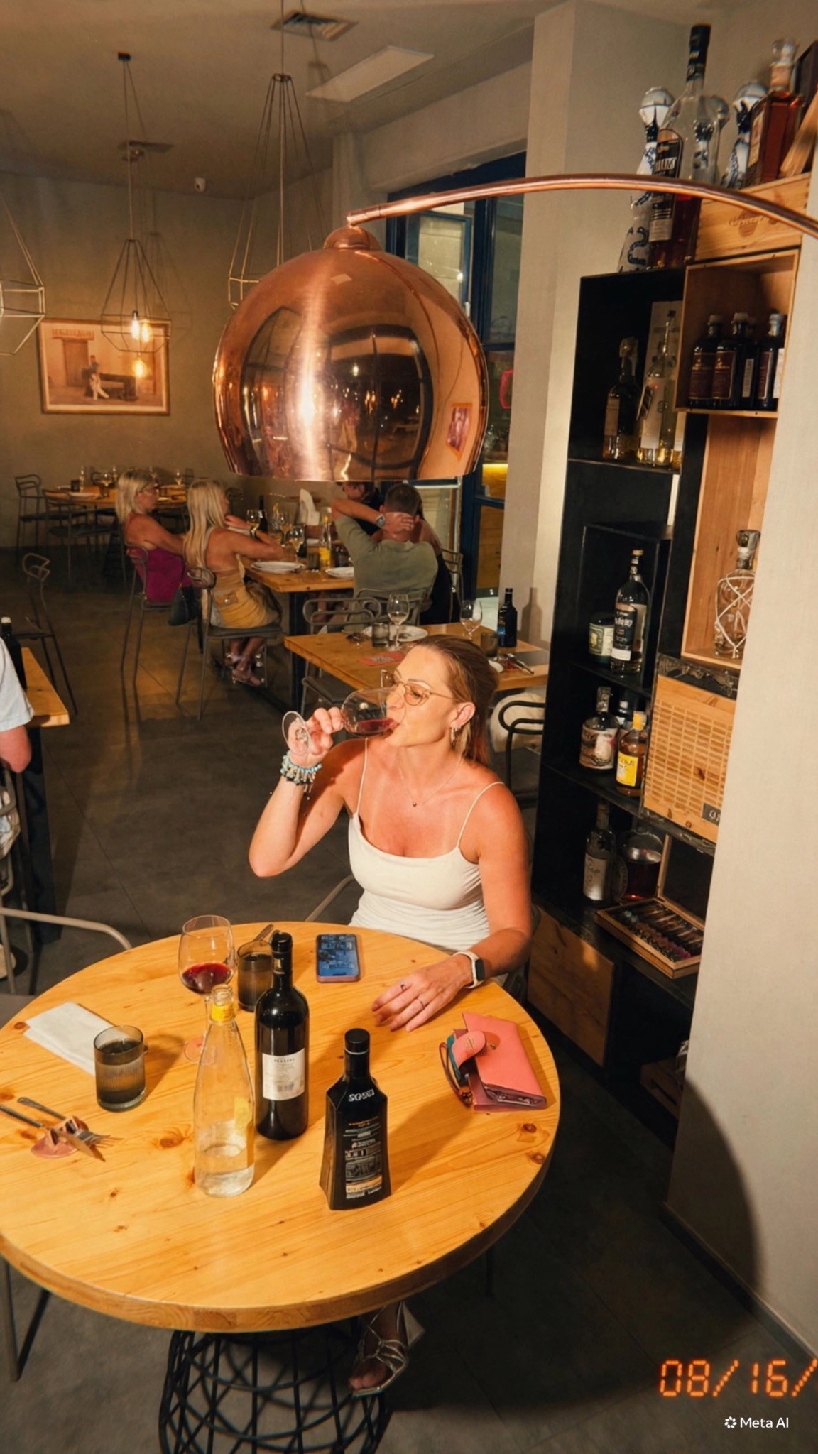Gabi dining in Italy