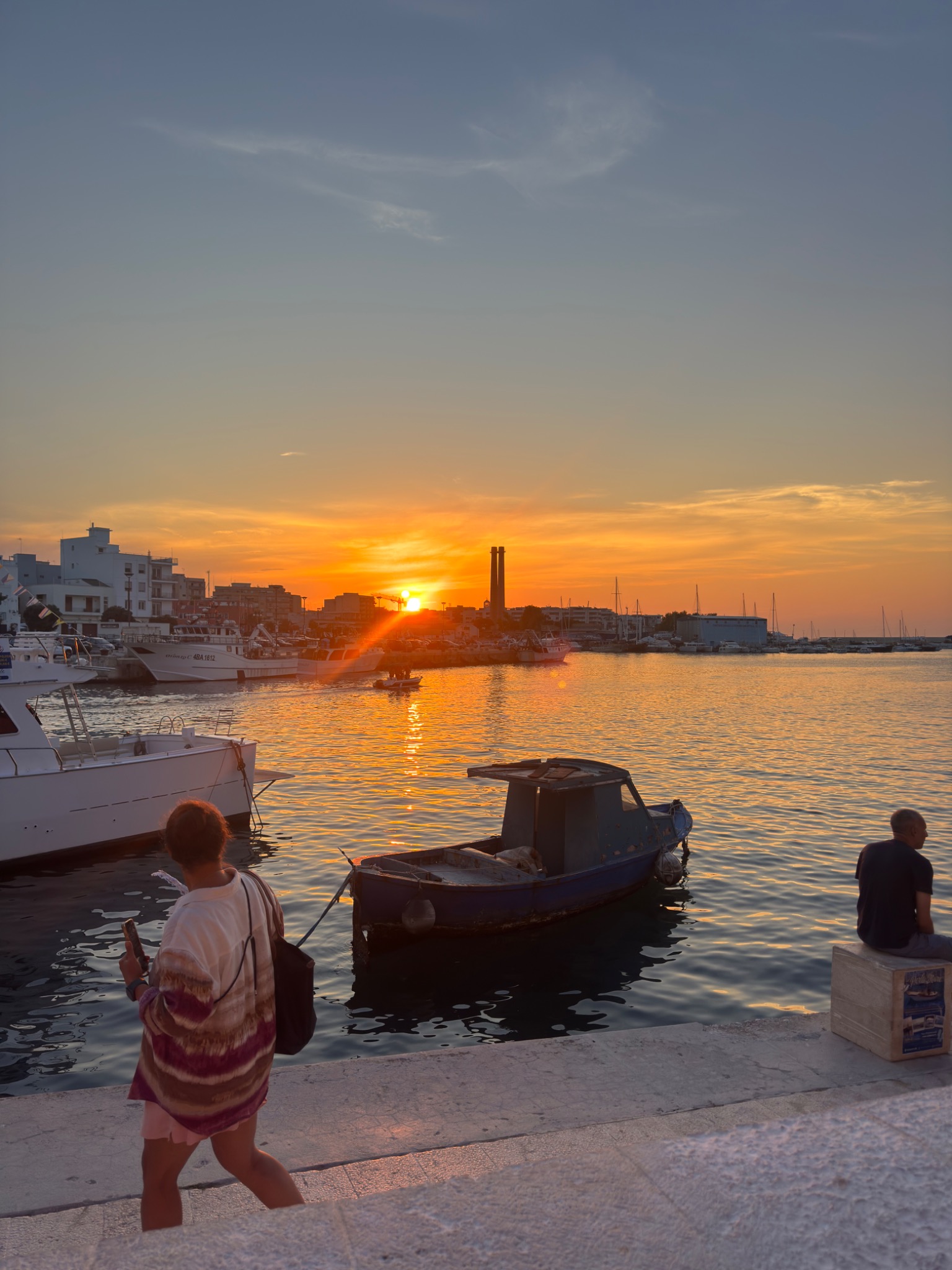 Sunset harbor in Puglia, Italy